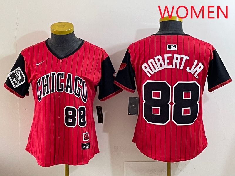 Women 2025 Chicago White Sox #88 Robert jr Red Joint Name Nike MLB Jersey style 6